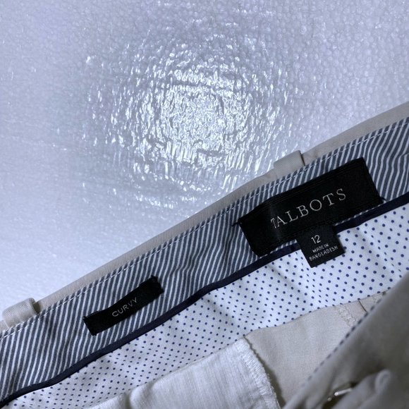 Talbots Women's Size 12 Cream Curvy Pants Career Straight Leg Trousers Cropped - Picture 2 of 9